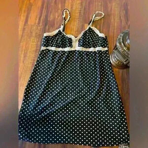 Gilligan & O'Malley Black Polka Dot Lace Trim Chemise